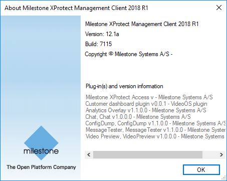 Management Client Help - About dialog Management Client Help - About dialog