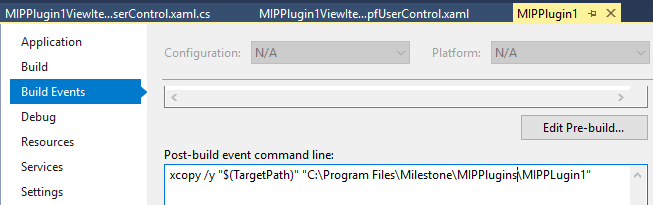 Post-build event Properties - Build Events - Post-build event command line
