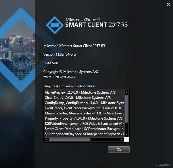 Smart Client Help - About dialog Smart Client Help - About dialog