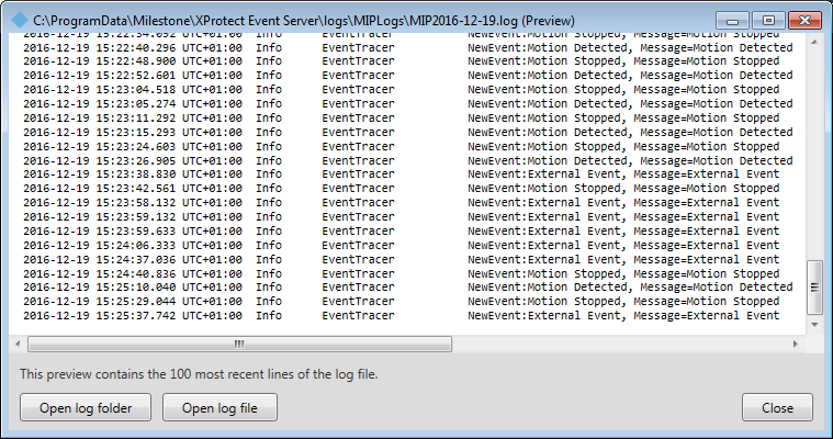 Event Server Log Viewer
