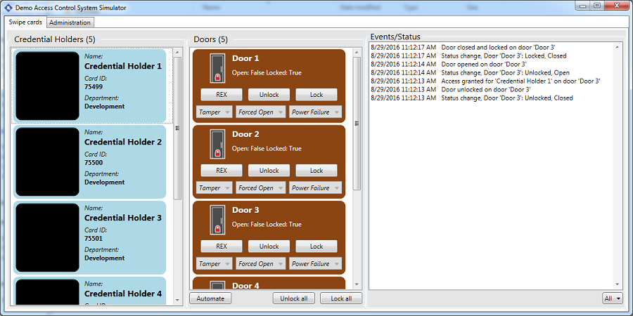 Demo Access Control Server Application